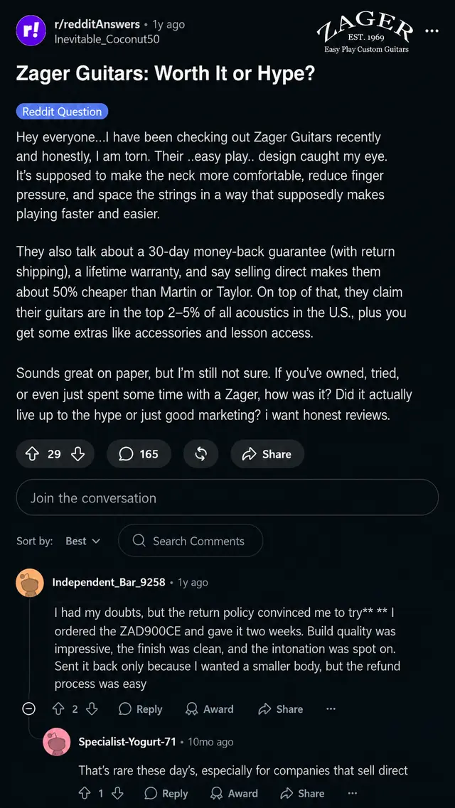 Zager Easy Play Custom Guitars